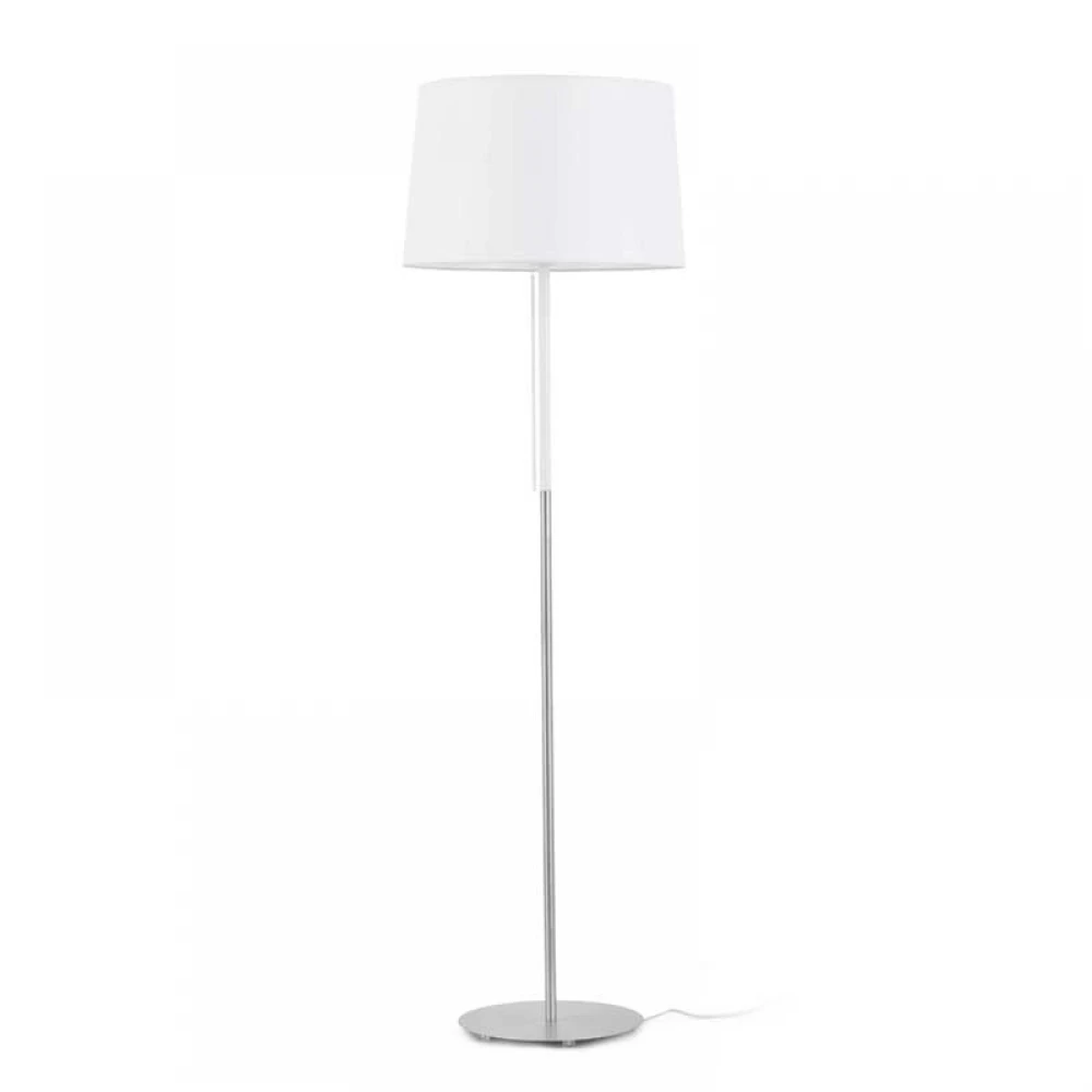 Μεταλλικό Φωτιστικό Δαπέδου Με Υφασμάτινο Καπέλο Σε Λευκό Χρώμα 1xE27 VOLTA FARO
