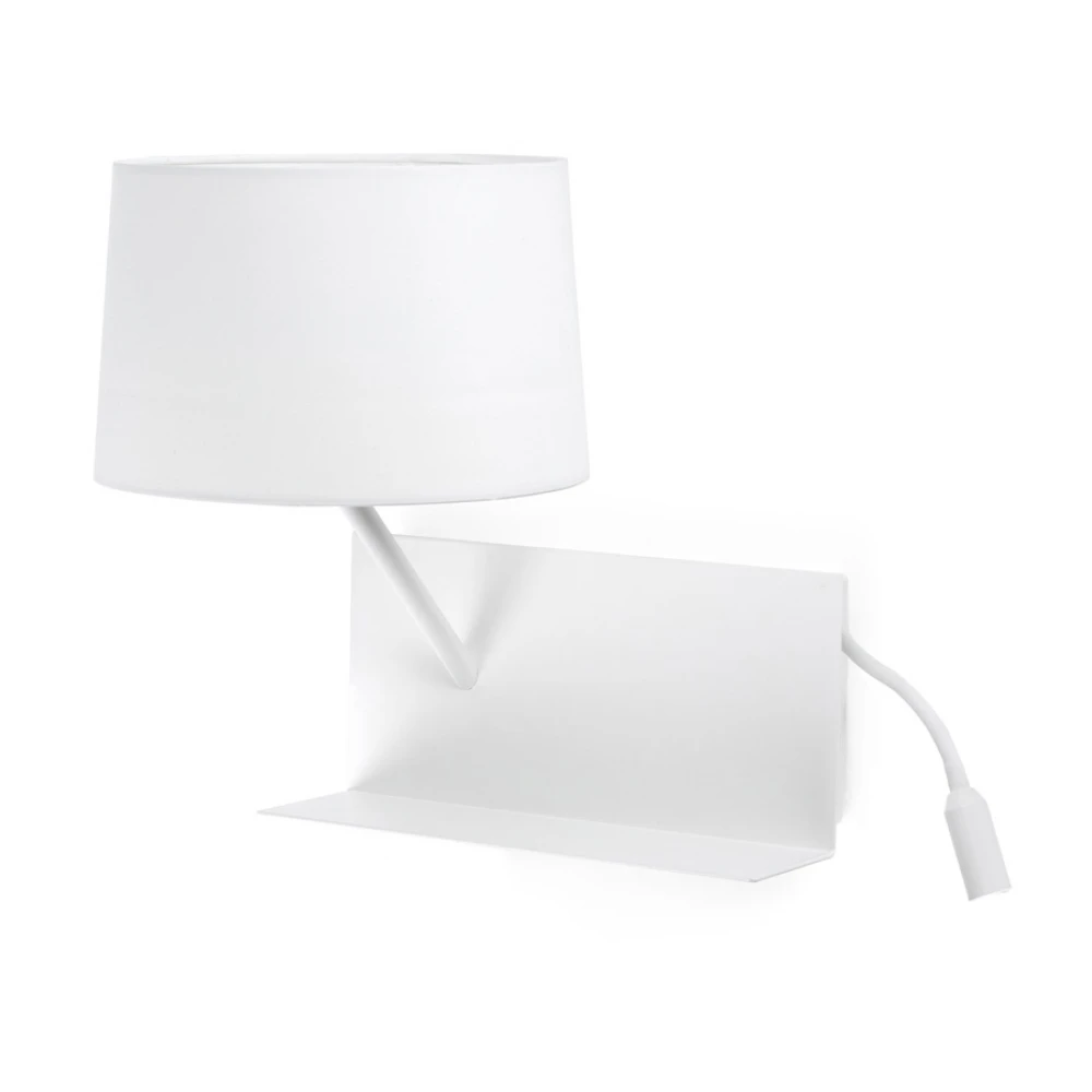 Μεταλλική Απλίκα Με Υφασμάτινο Καπέλο Και Ράφι Με USB Φορτιστή Και LED (Αριστερής Πλευράς) 1XE27 HANDY FARO