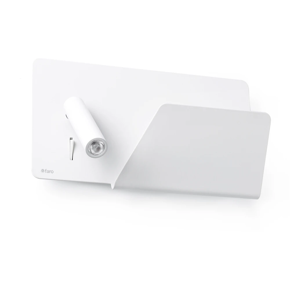 LED Μεταλλική Λευκή Απλίκα 3W Με Ράφι Και USB Φορτιστή (Δεξιάς Πλευράς) SUAU FARO
