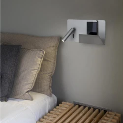 LED Μεταλλική Γκρι Απλίκα 3W Με Ράφι Και USB Φορτιστή (Δεξιάς Πλευράς) SUAU FARO
