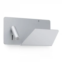LED Μεταλλική Γκρι Απλίκα 3W Με Ράφι Και USB Φορτιστή (Δεξιάς Πλευράς) SUAU FARO