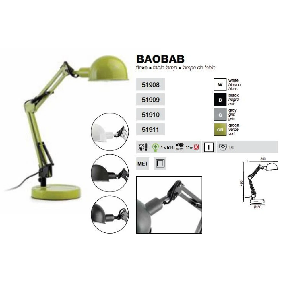Μεταλλικό Πορτατίφ Γραφείου Σε Μαύρο Χρώμα 1XE14 Baobab FARO