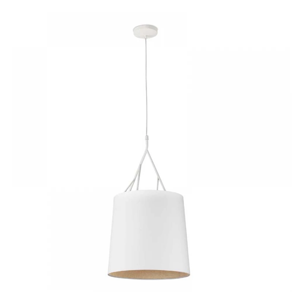 Μεταλλικό Κρεμαστό Φωτιστικό Με Υφασμάτινο Καπέλο Σε Λευκό Χρώμα 1xE27 TREE FARO