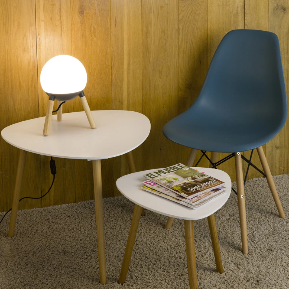 Πορτατίφ Με Opal Διαχύτη Και Ξύλινες Λεπτομέρειες Σε Γκρι Χρώμα 1xE27 MINE FARO