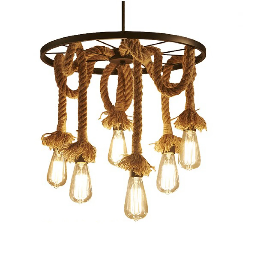 Vintage Φωτιστικό Οροφής Velo ROPE 6XE27 Globostar