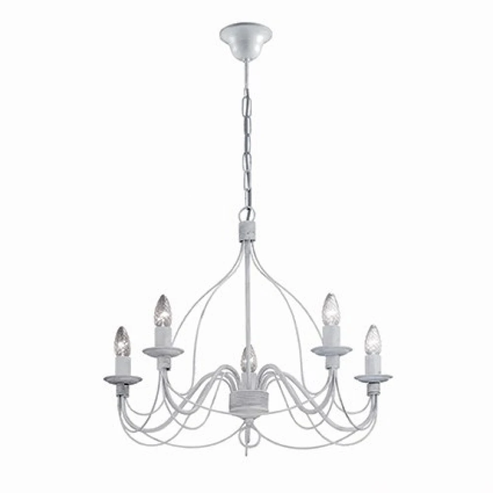 Μεταλλικό Φωτιστικό Πολυέλαιος Χειροποίητος Σε Αντικέ Φινιρίσμα Και Δύο Χρώματα 5xE14 CORTE IDEAL LUX