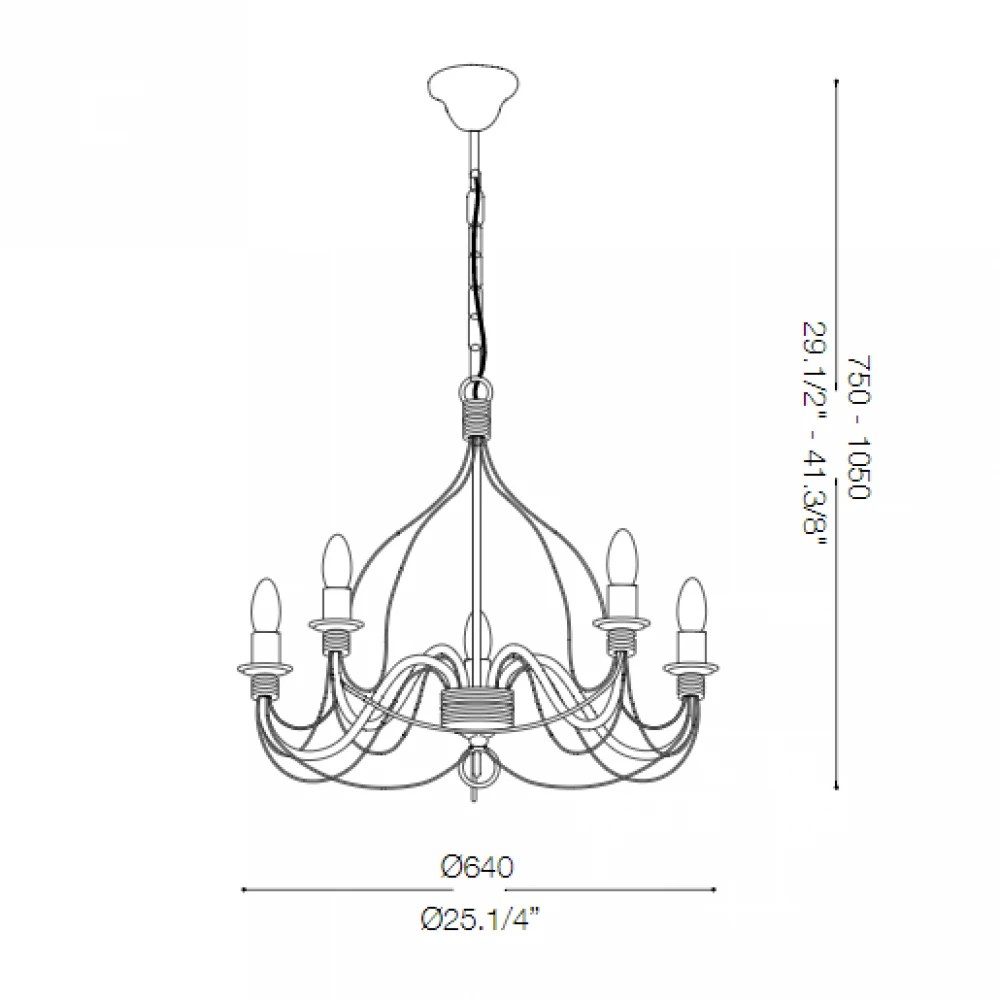 Μεταλλικό Φωτιστικό Πολυέλαιος Χειροποίητος Σε Αντικέ Φινιρίσμα Και Δύο Χρώματα 5xE14 CORTE IDEAL LUX