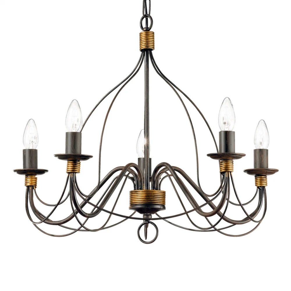 Μεταλλικό Φωτιστικό Πολυέλαιος Χειροποίητος Σε Αντικέ Φινιρίσμα Και Δύο Χρώματα 5xE14 CORTE IDEAL LUX