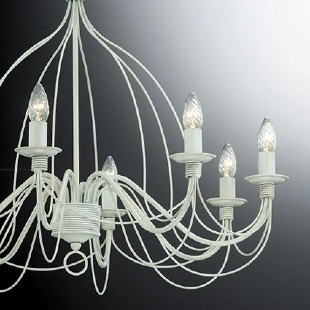 Μεταλλικό Φωτιστικό Πολυέλαιος Χειροποίητος Σε Αντικέ Φινιρίσμα Και Δύο Χρώματα 8xE14 CORTE IDEAL LUX