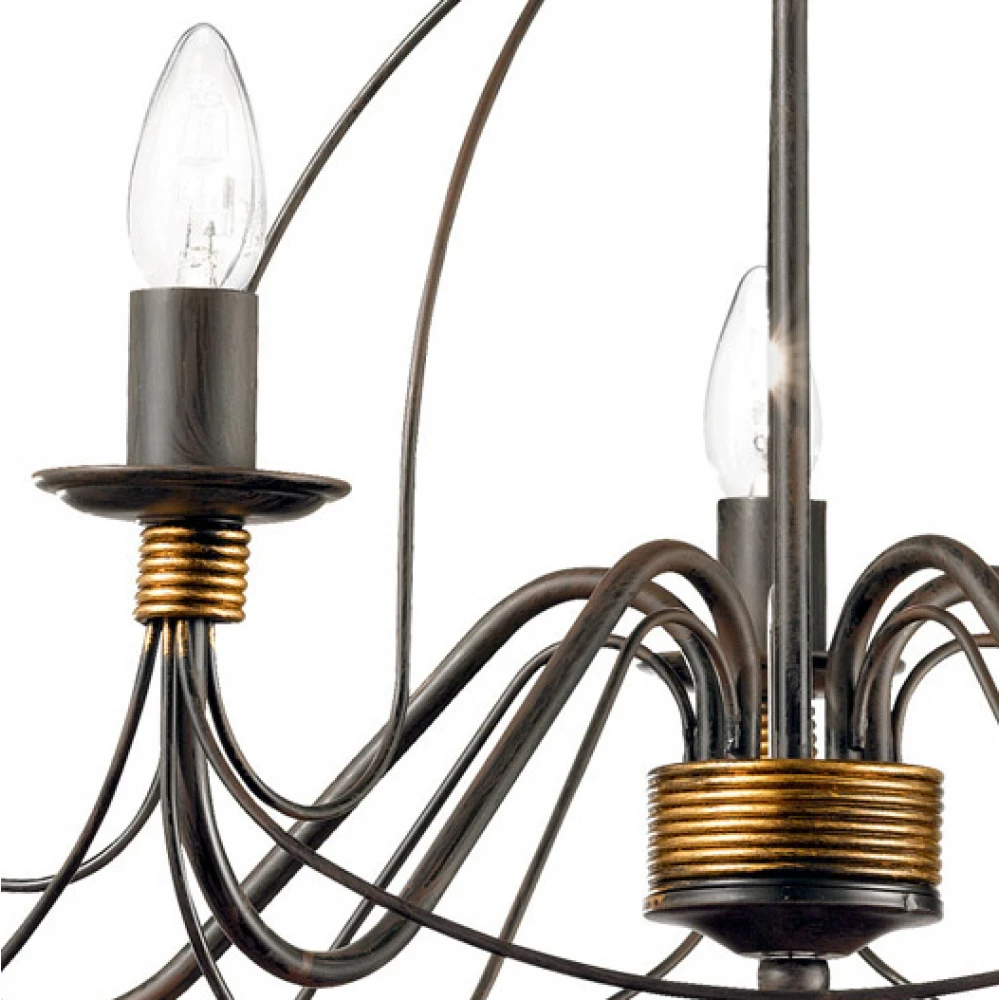 Μεταλλικό Φωτιστικό Πολυέλαιος Χειροποίητος Σε Αντικέ Φινιρίσμα Σκουριάς 12xE14 CORTE IDEAL LUX