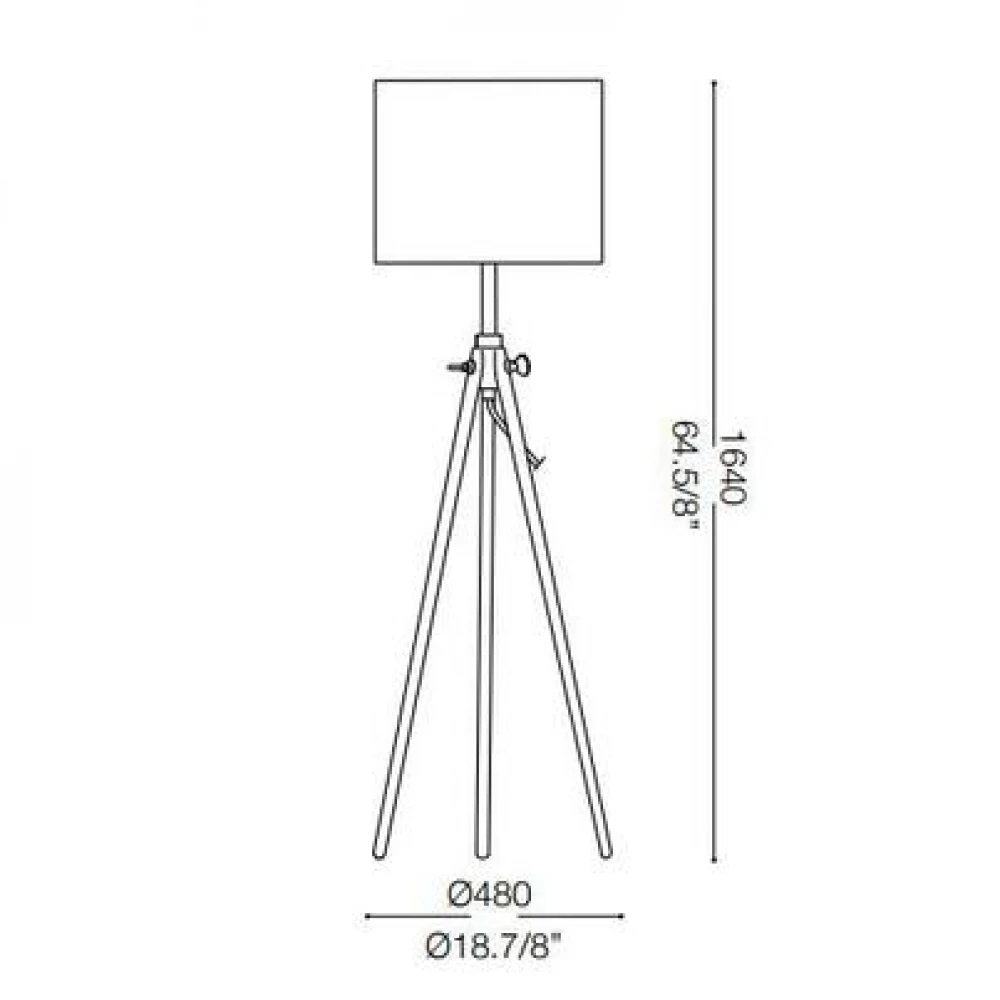 Φωτιστικό Δαπέδου Από Φυσικό Ξύλο Και Κόκκινο Καλώδιο Σε Μαύρο Χρώμα Ø480 1XE27 YORK IDEAL LUX
