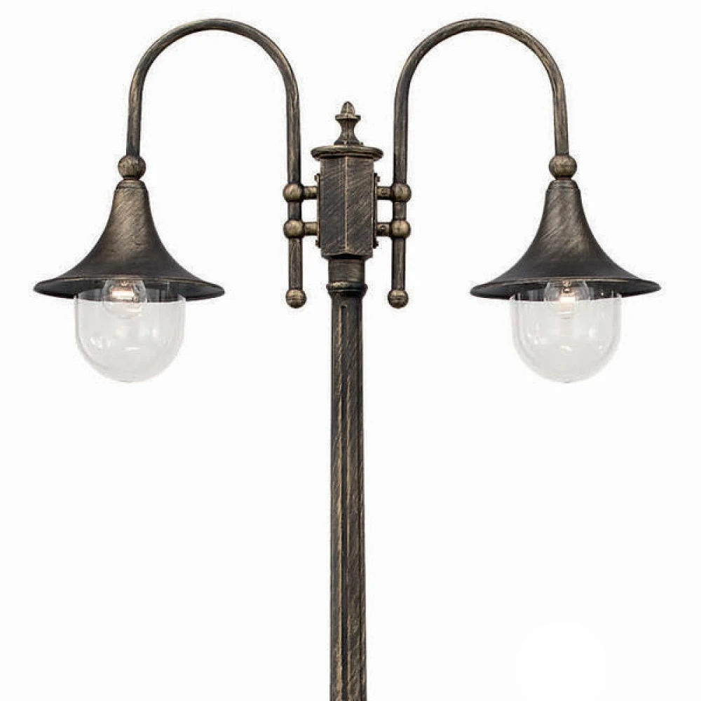 Φωτιστικό Κολώνα Στεγανή IP43 Μαύρο-Χρυσό 2XE27 Cima IDEAL LUX