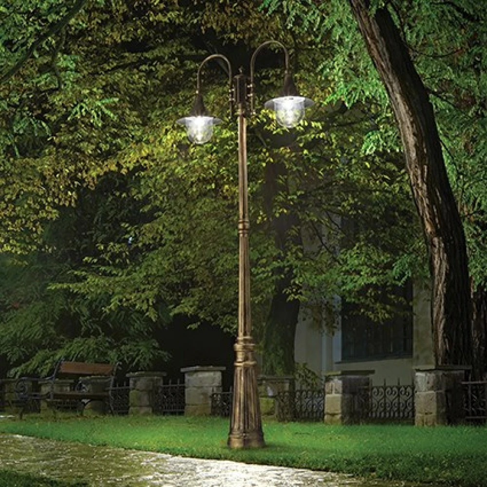 Φωτιστικό Κολώνα Στεγανή IP43 Μαύρο-Χρυσό 2XE27 Cima IDEAL LUX