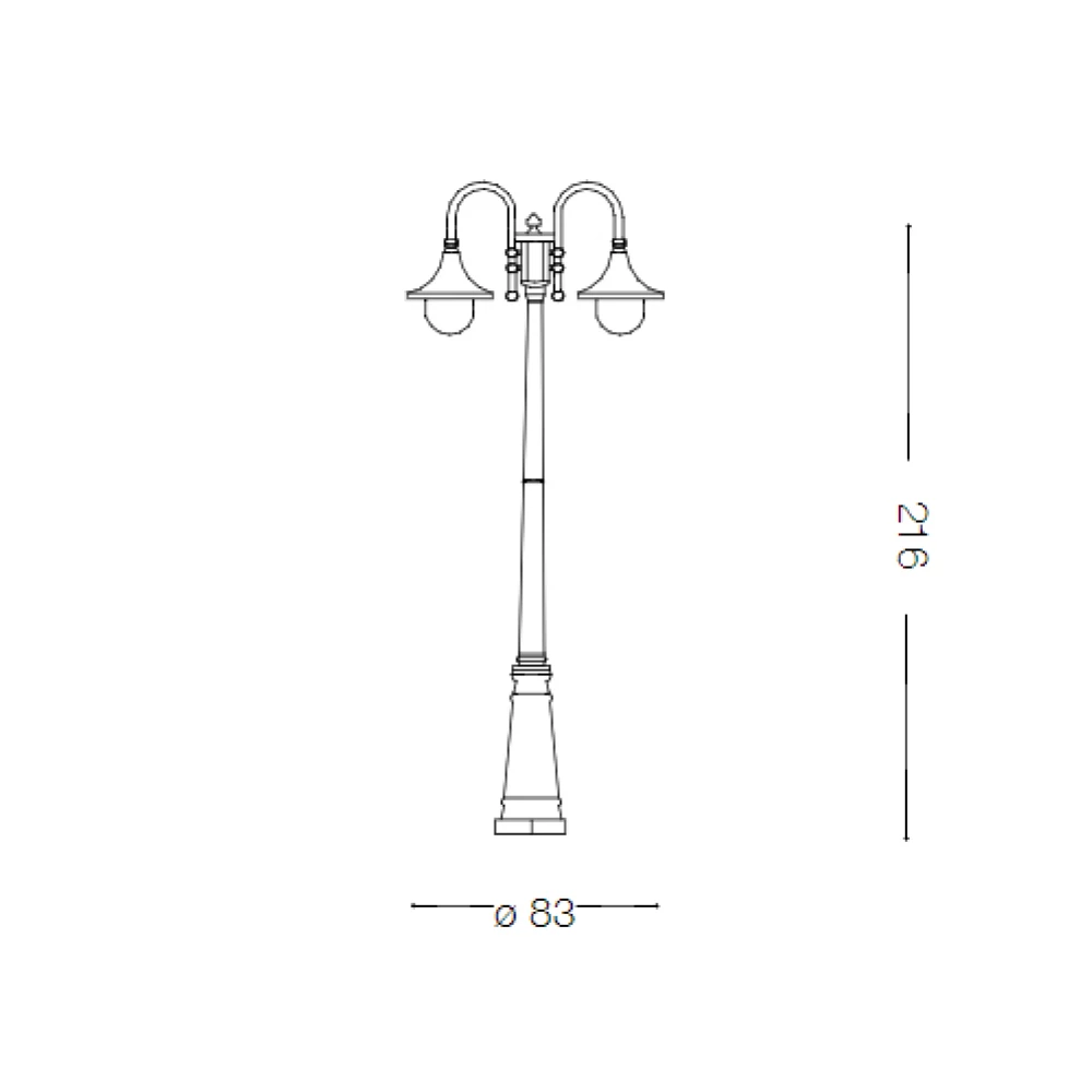 Φωτιστικό Κολώνα Στεγανή IP43 Μαύρο-Χρυσό 2XE27 Cima IDEAL LUX