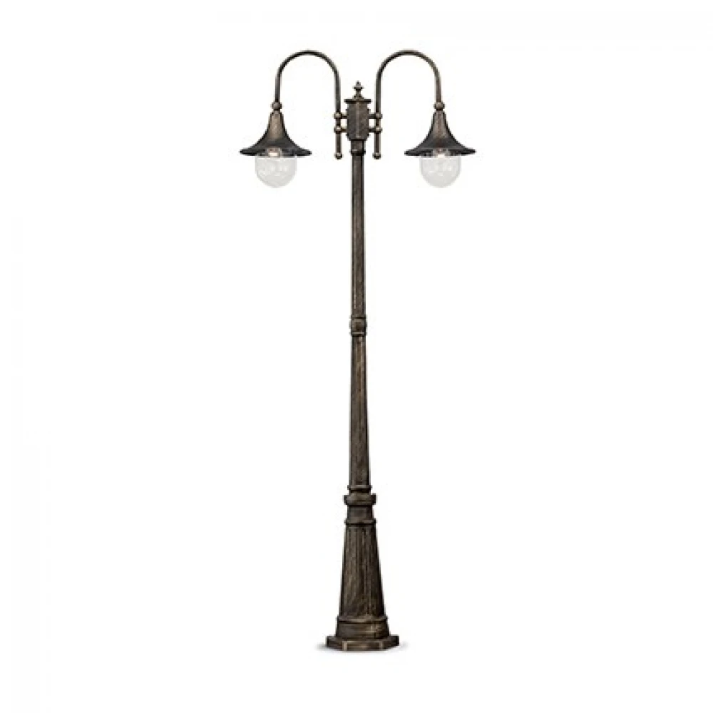Φωτιστικό Κολώνα Στεγανή IP43 Μαύρο-Χρυσό 2XE27 Cima IDEAL LUX