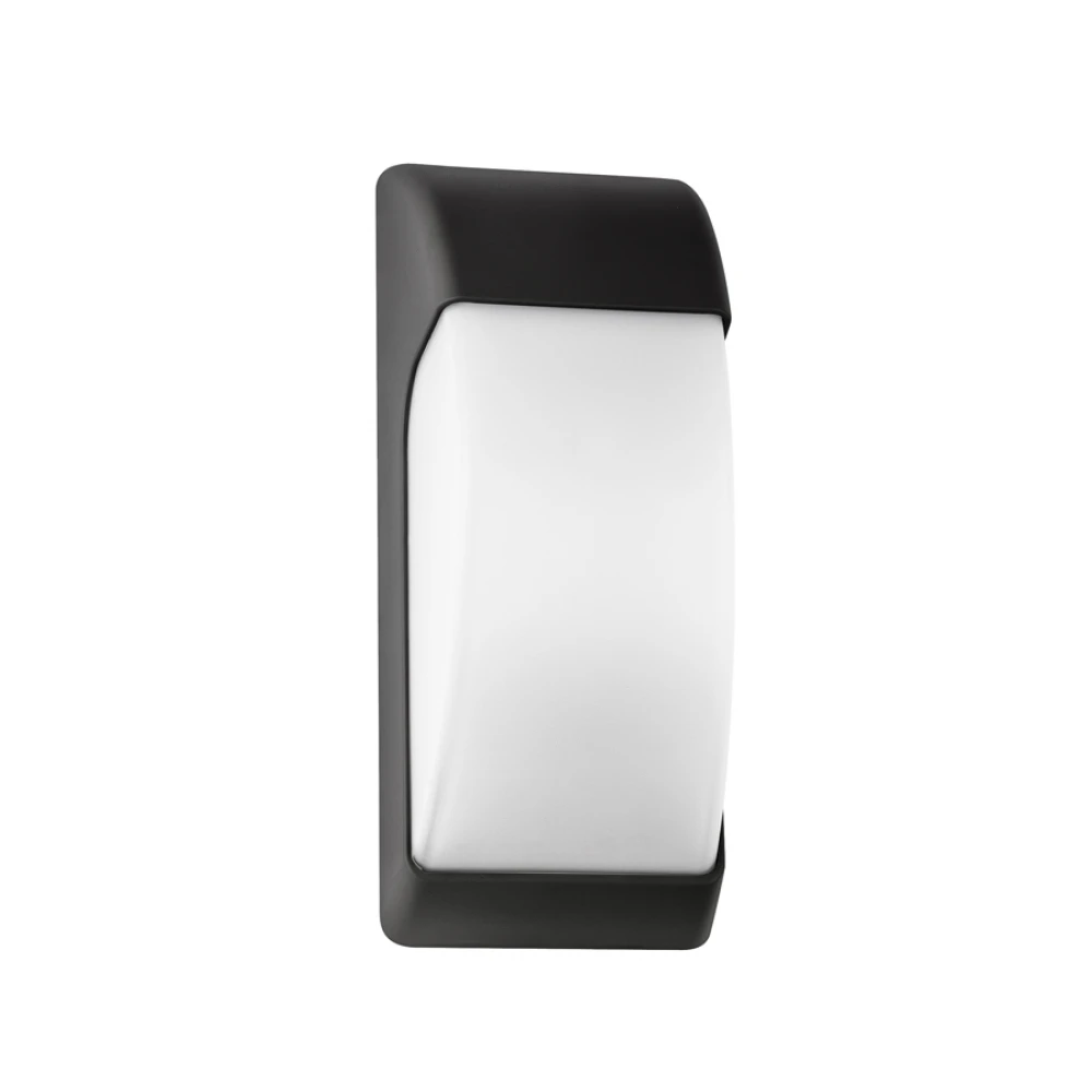 Αδιάβροχο Πλαστικό Φωτιστικό Απλίκα Τοίχου Σκούρο Γκρι Με Οπαλ PC Κάλυμμα 1XE27 Led Id