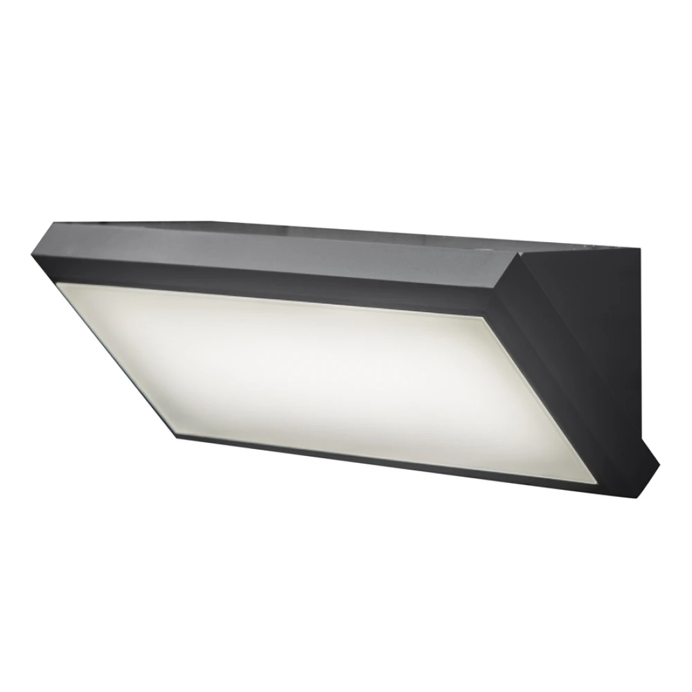 Αδιάβροχο Πλαστικό Φωτιστικό Απλίκα Τοίχου Σκούρο Γκρι Με Οπαλ PC Κάλυμμα 1XE27 Led Id