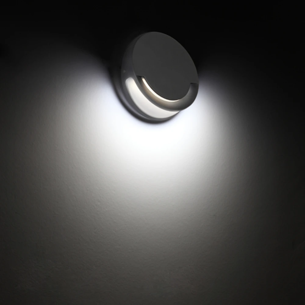 LED Επίτοιχο Φωτιστικό Από Χυτό Αλουμίνιο 9W Σε Γκρι Με PC Διαχύτη IP44 SANDWY LUTEC 1882GR