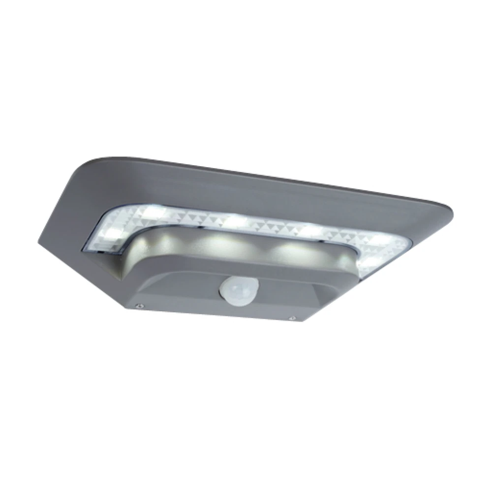LED Ηλιακό Επιτοίχιο Φωτιστικό 1.2W Σε Ασημί Χρώμα Με Αισθητήρα Κίνησης IP44 GHOST SOLAR LUTEC