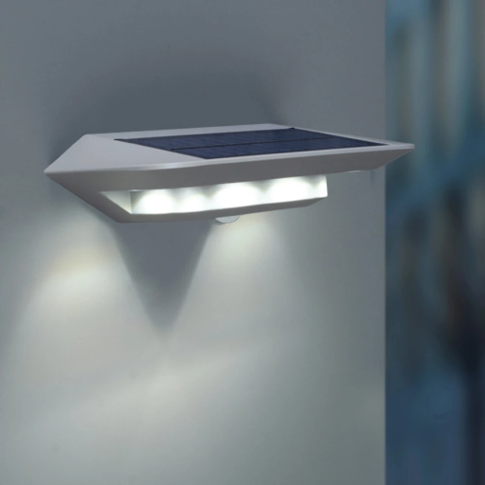 LED Ηλιακό Επιτοίχιο Φωτιστικό 1.2W Σε Ασημί Χρώμα Με Αισθητήρα Κίνησης IP44 GHOST SOLAR LUTEC