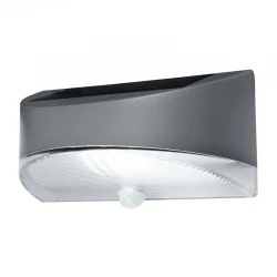 LED Ηλιακό Επιτοίχιο Φωτιστικό 1.2W Σε Ασημί Χρώμα Με Αισθητήρα Κίνησης IP44 BREAD LUTEC