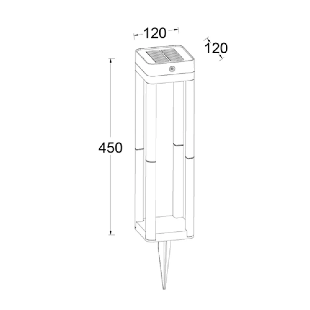 LED Ηλιακό Κολωνάκι Καρφωτό Φωτιστικό 1W IP44 Σε Γκρι Ασημί TABLE CUBE LUTEC