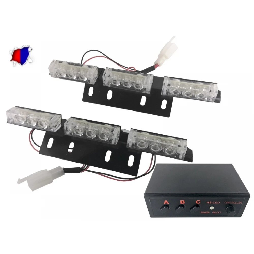 Φώτα Αστυνομίας LED 2 x 3 12 Volt DC Μπλε & Κόκκινο Εξωτερικά