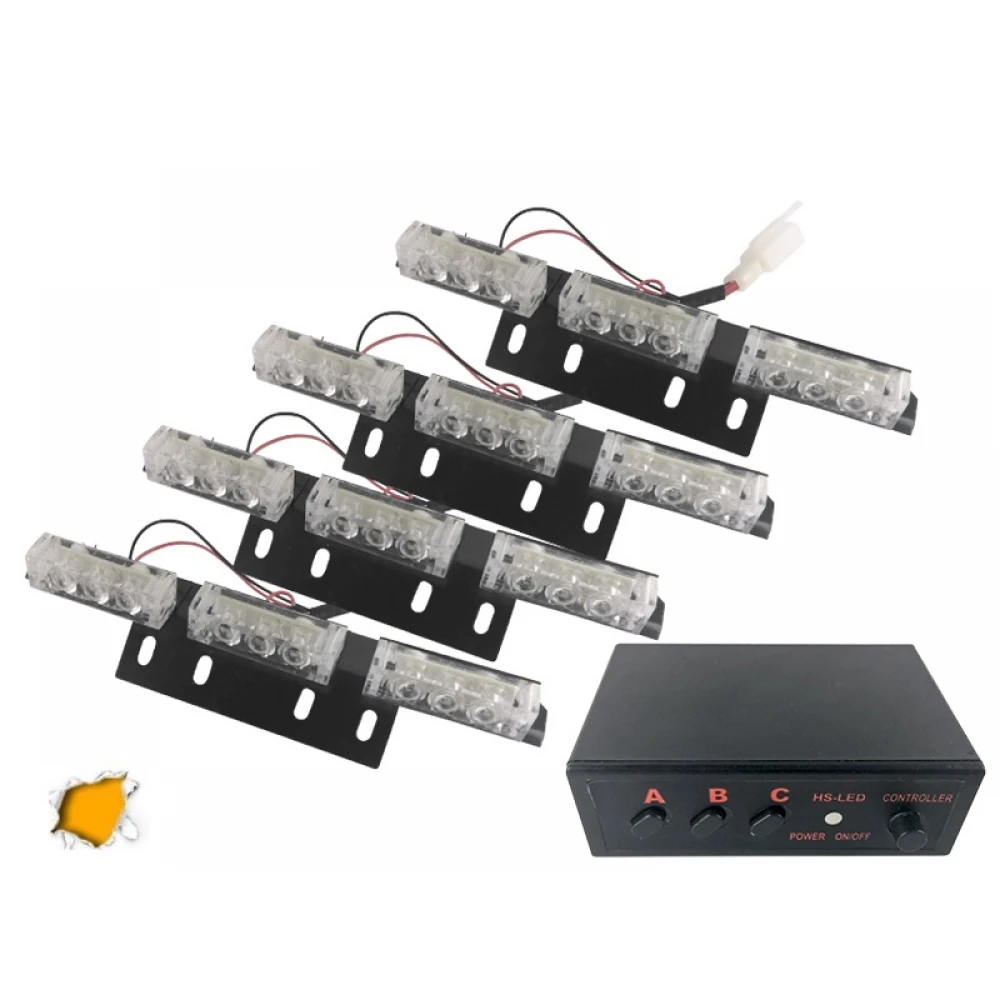 Φώτα Οδικής Βοήθειας LED 4 x 3 12 Volt DC Πορτοκαλί Εξωτερικά