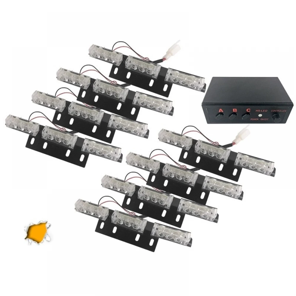 Φώτα Οδικής Βοήθειας LED 8 x 3 12 Volt DC Πορτοκαλί Εξωτερικά