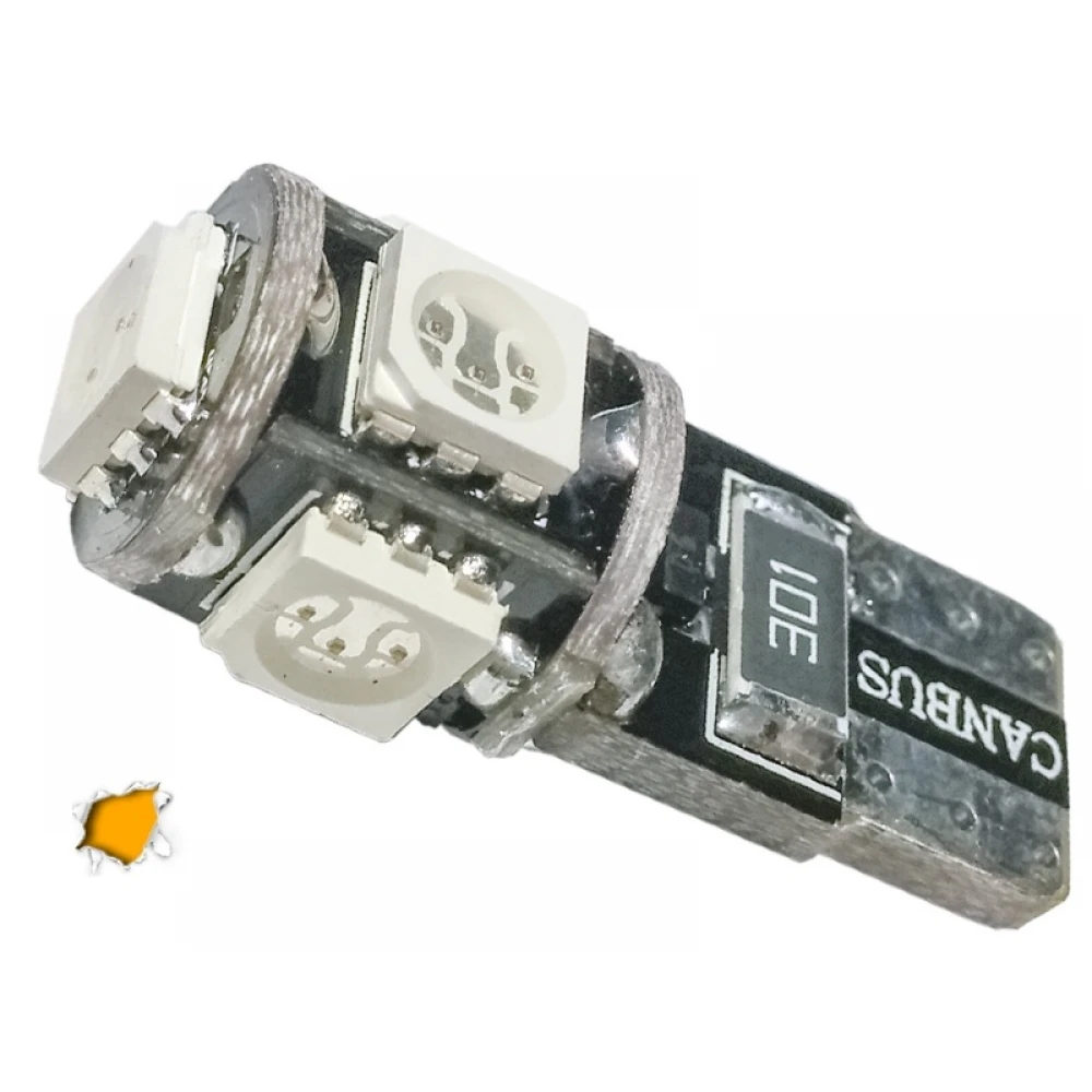 Λαμπτήρας T10 Can Bus με 5 SMD 5050 Πορτοκαλί