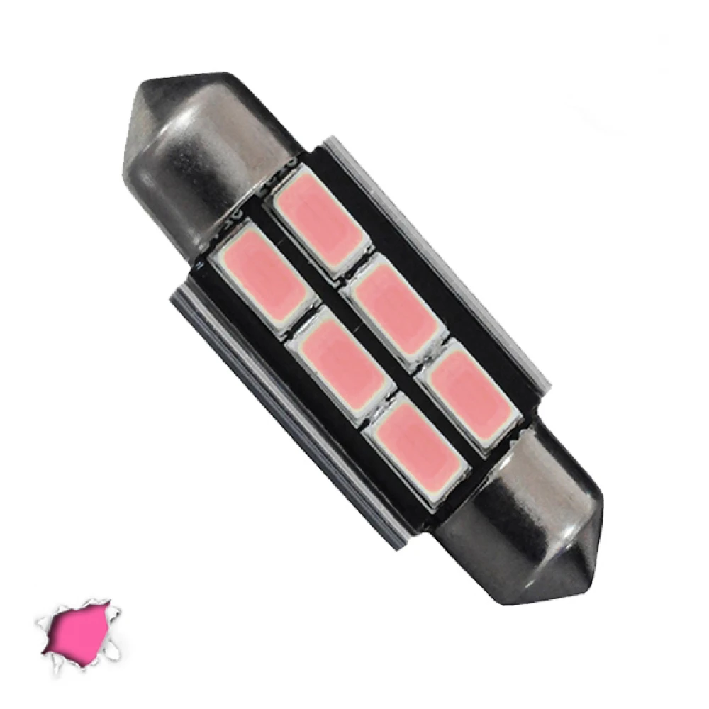 Σωληνωτός LED 39mm Can Bus με 6 SMD 5630 Φούξια GLOBO STAR