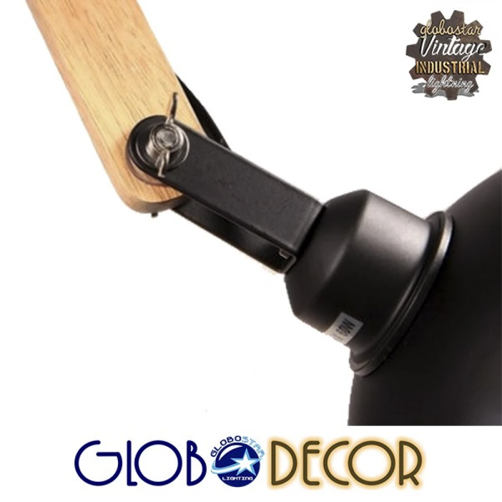 Vintage Ξύλινο Φωτιστικό Με Καμπάνες Oldschool Μαύρο Ματ 6XE27 Globostar