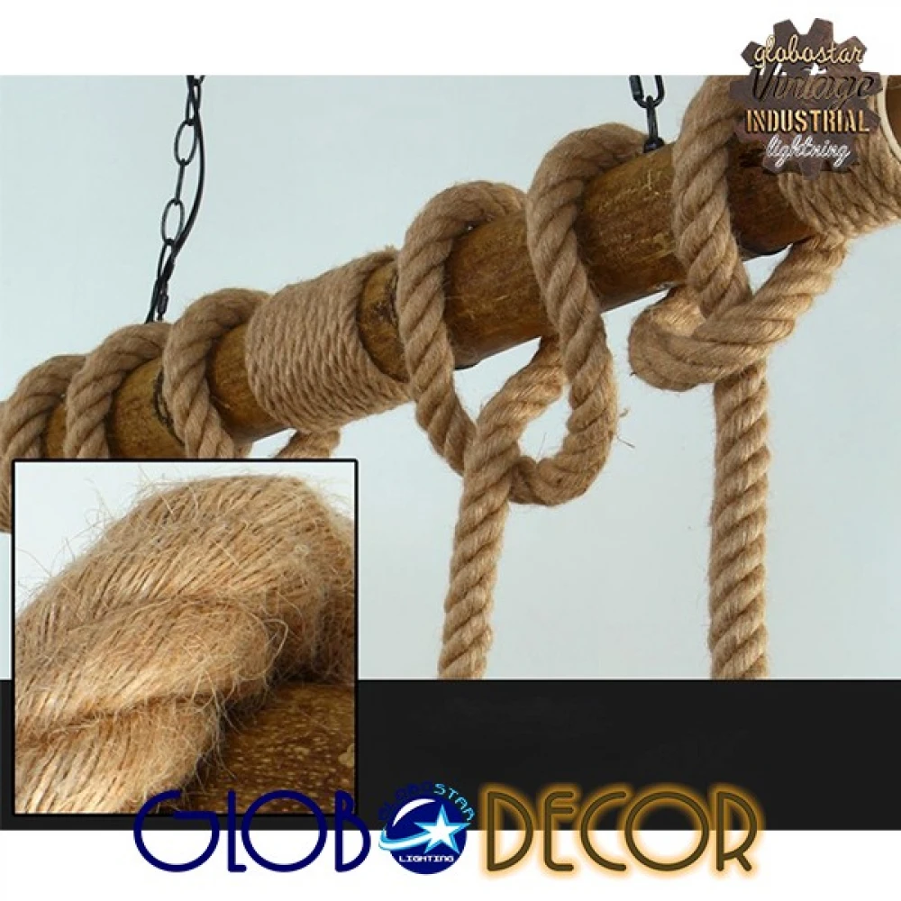 Vintage Φωτιστικό Οροφής Lilo από Bamboo ROPE 3XE27 Globostar