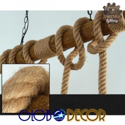 Vintage Φωτιστικό Οροφής Lilo από Bamboo ROPE 3XE27 Globostar