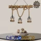 Vintage Φωτιστικό Οροφής Lilo από Bamboo ROPE 3XE27 Globostar