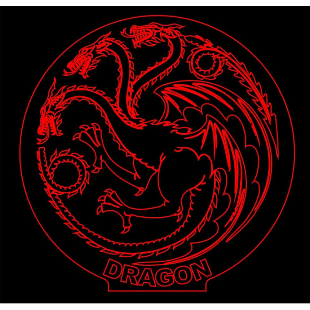 LED Φωτιστικό Χαραγμένο Plexiglass Με Σχέδιο Game of Thrones Με Διακόπτη ON/OFF AlphaLed