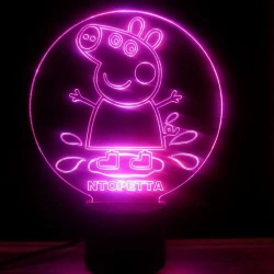 LED Φωτιστικό Χαραγμένο Plexiglass Με Σχέδιο Peppa Pig Με Διακόπτη ON/OFF AlphaLed LED Φωτιστικό Χαραγμένο Plexiglass Με Σχέδιο Peppa Pig Με Διακόπτη ON/OFF AlphaLed