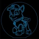 LED Φωτιστικό Χαραγμένο Plexiglass Με Paw Patrol Rocky Με Διακόπτη ON/OFF Plexi