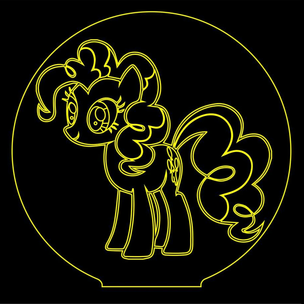 LED Φωτιστικό Χαραγμένο Plexiglass Με Σχέδιο My Little Pony Με Διακόπτη ON/OFF Plexi