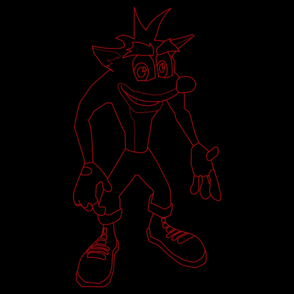 LED Φωτιστικό Χαραγμένο Plexiglass Με Σχέδιο Crash Bandicoot Με Διακόπτη ON/OFF Plexi