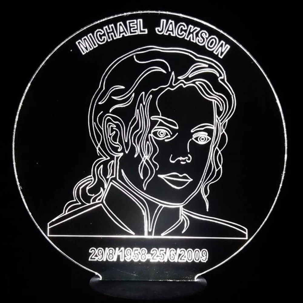LED Φωτιστικό Χαραγμένο Plexiglass Με Σχέδιο Michael Jackson Με Διακόπτη ON/OFF Plexi