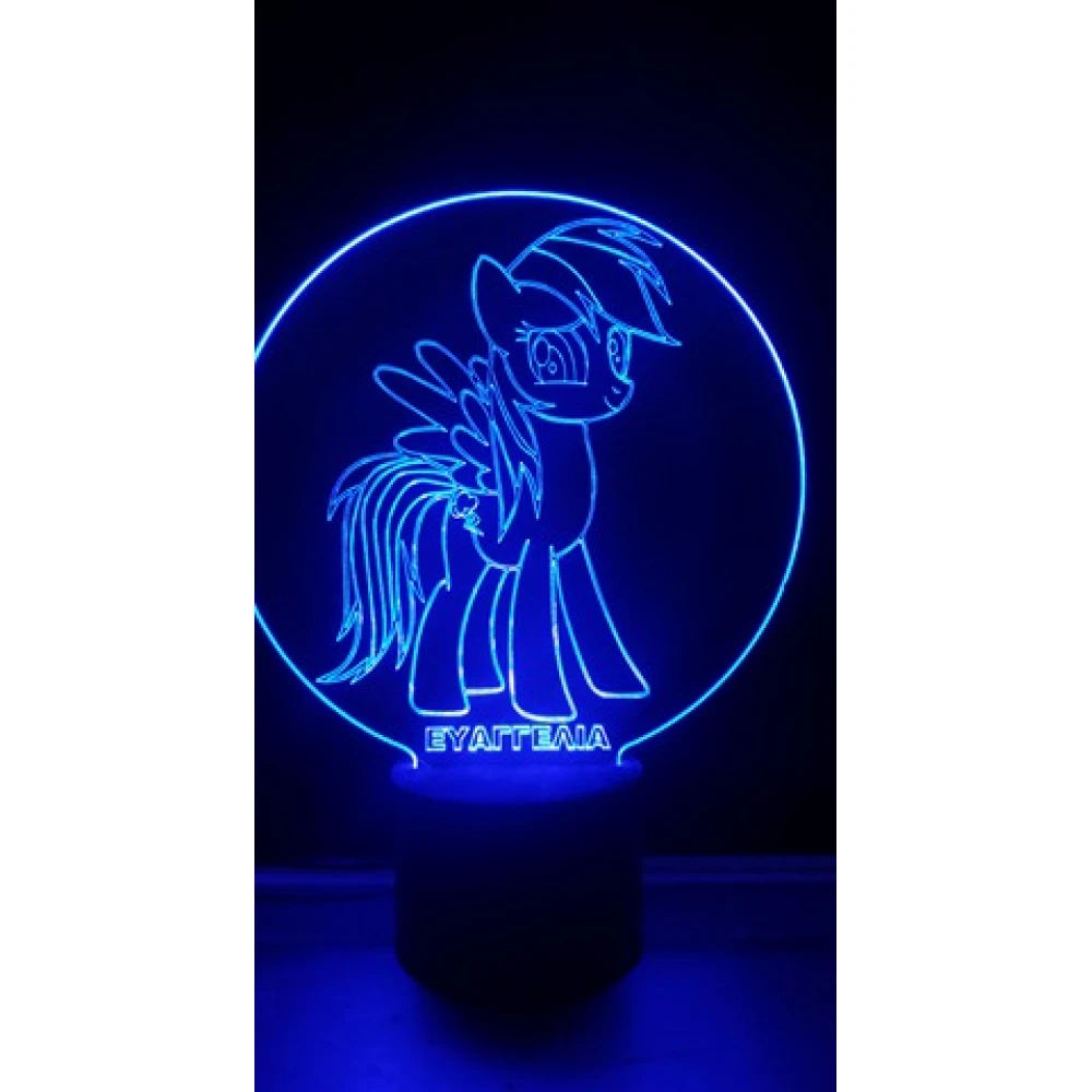 LED Φωτιστικό Χαραγμένο Plexiglass Με Σχέδιο My Little Pony Με Διακόπτη ON/OFF Plexi