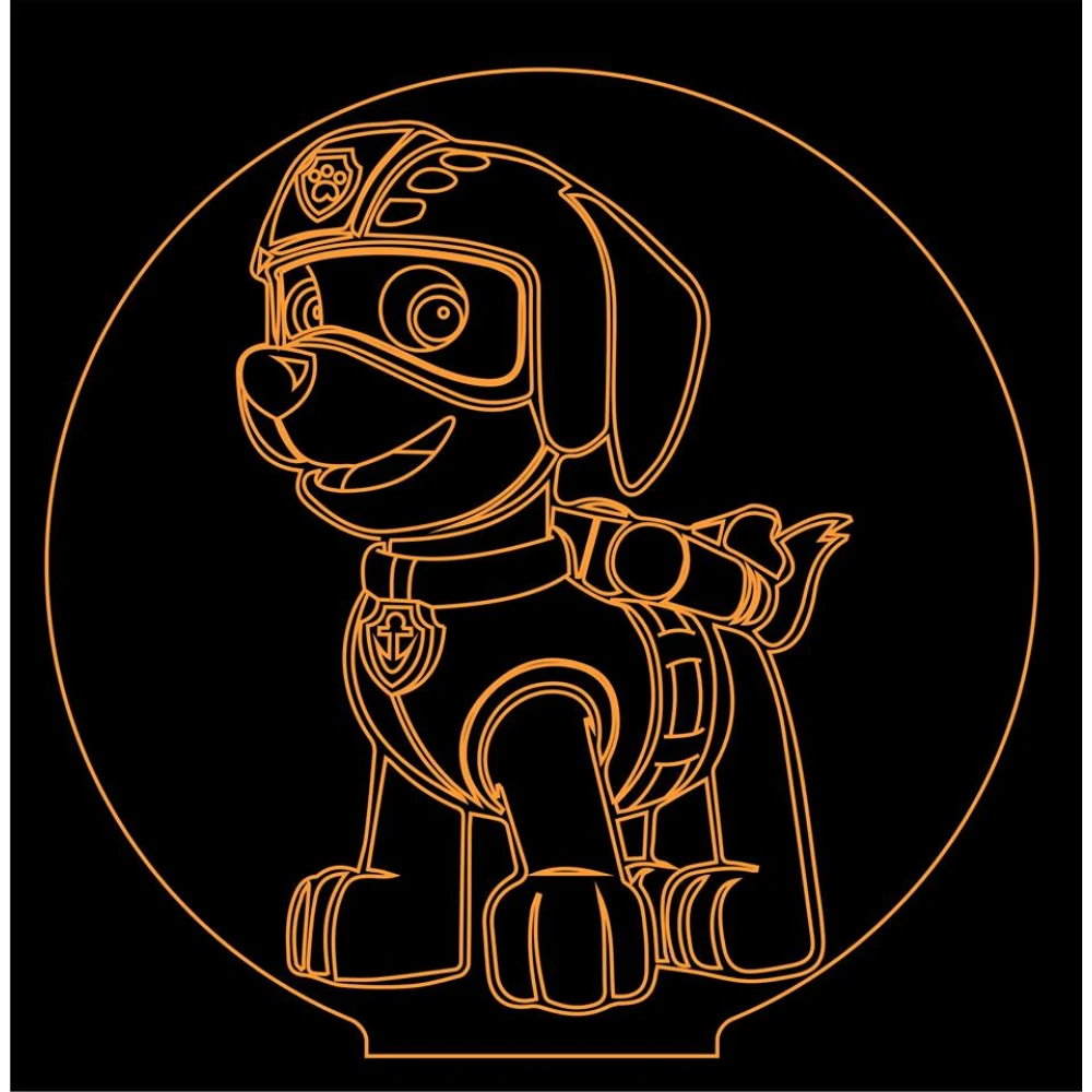 LED Φωτιστικό Χαραγμένο Plexiglass Με Paw Patrol Zuma Με Διακόπτη ON/OFF Plexi