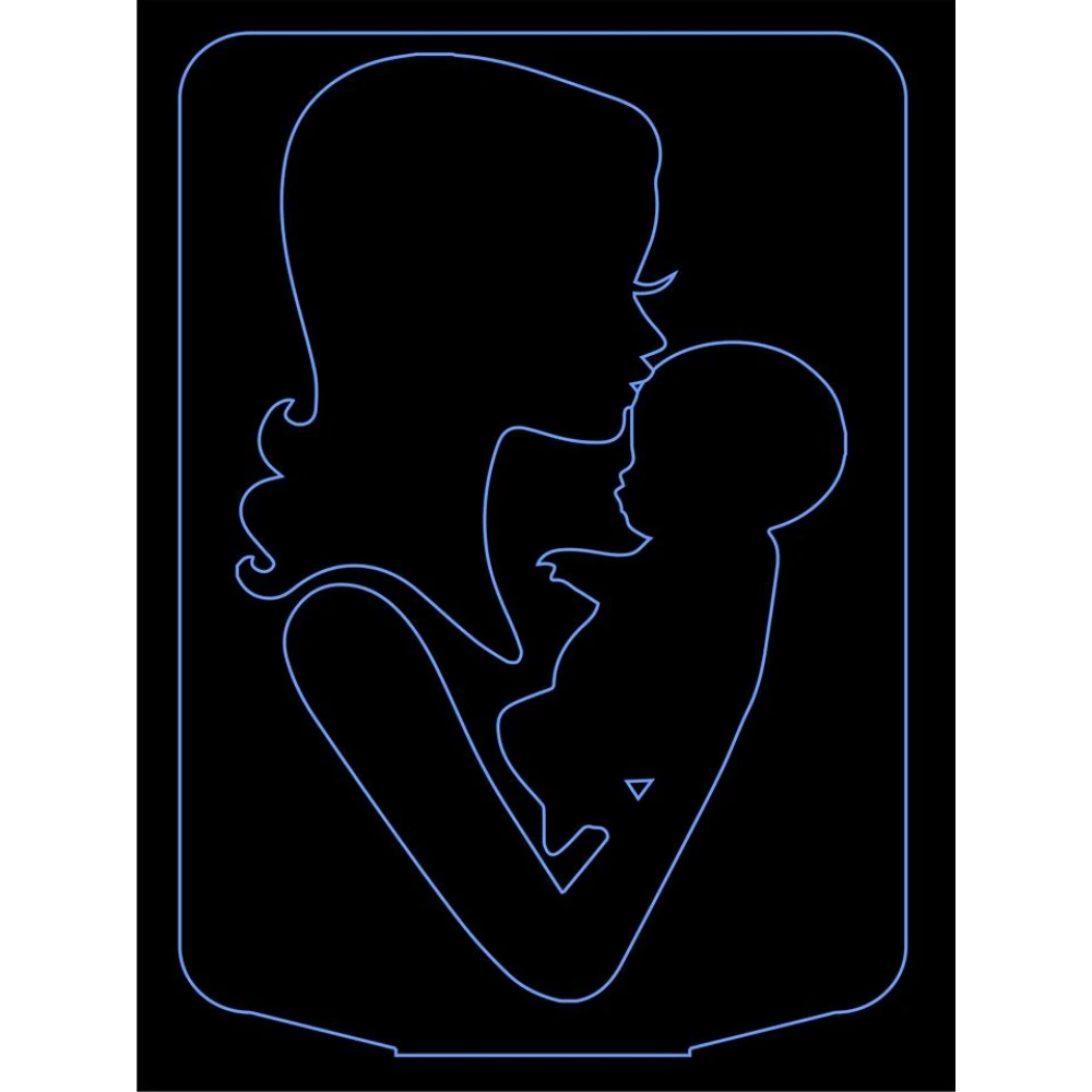 LED Φωτιστικό Χαραγμένο Plexiglass Με Σχέδιο Μητρικό Φιλί Με Διακόπτη ON/OFF Plexi