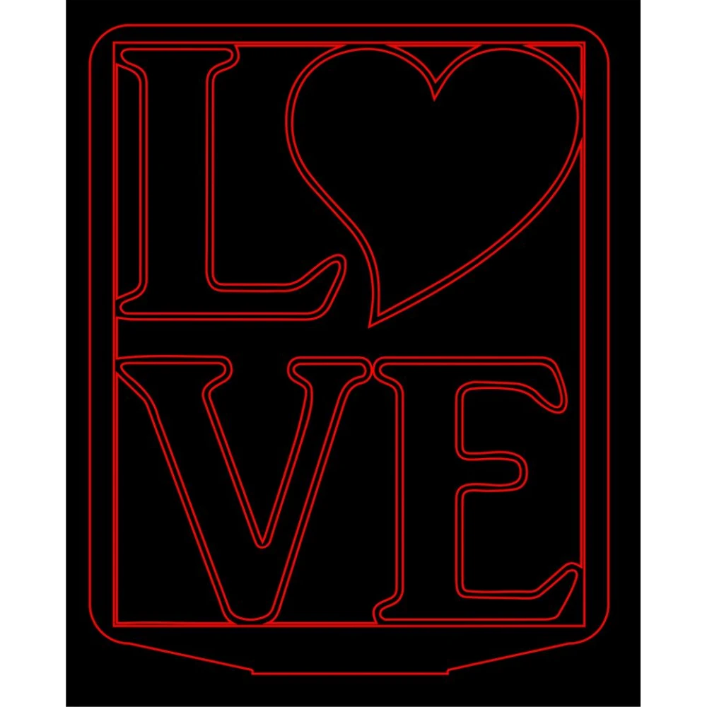 LED Φωτιστικό Χαραγμένο Plexiglass Με Σχέδιο Love Με Διακόπτη ON/OFF Plexi