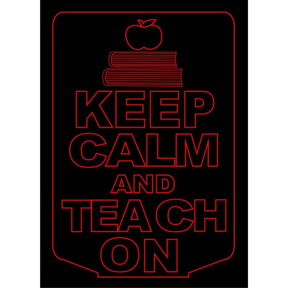 LED Φωτιστικό Χαραγμένο Plexiglass Με Σχέδιο Keep Calm And Teach On Με Διακόπτη ON/OFF Plexi
