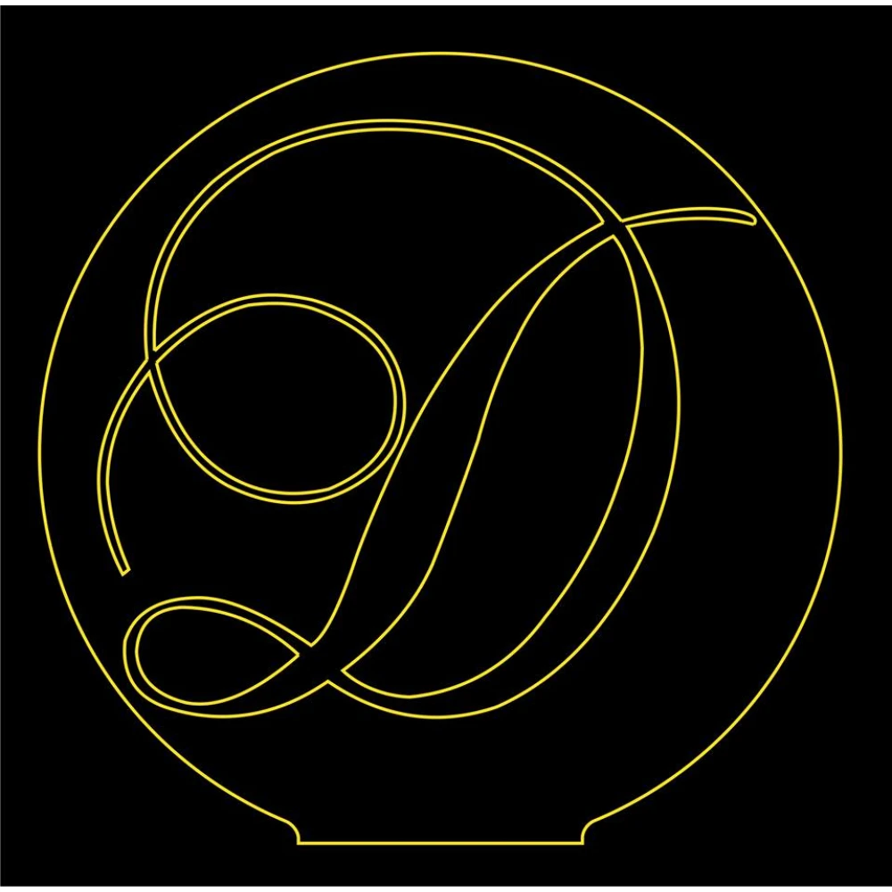 LED Φωτιστικό Χαραγμένο Plexiglass Με Σχέδιο Αρχικό Γράμμα -D- Με Διακόπτη ON/OFF Plexi