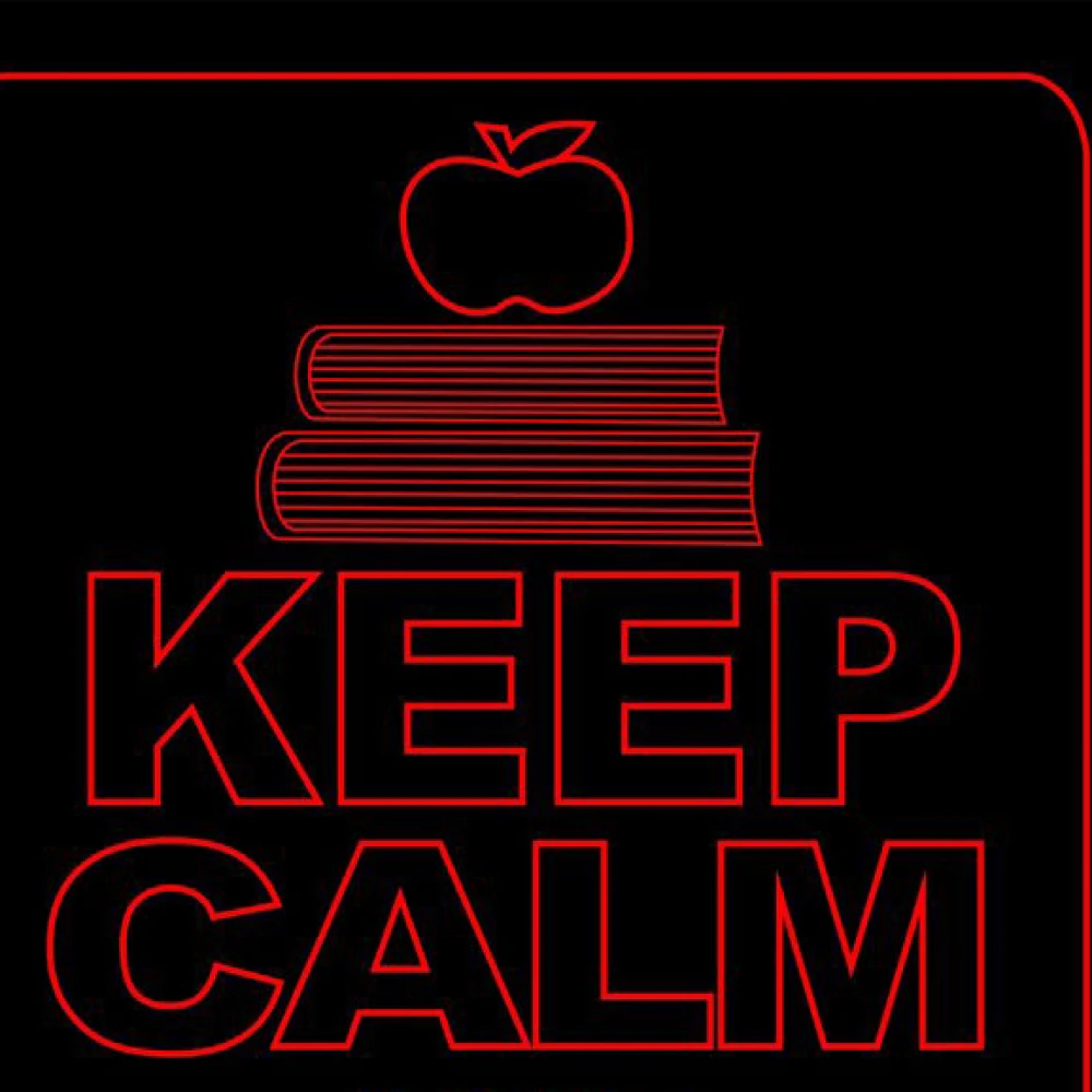 LED Φωτιστικό Χαραγμένο Plexiglass Με Σχέδιο Keep Calm And Teach On Με Διακόπτη ON/OFF Plexi