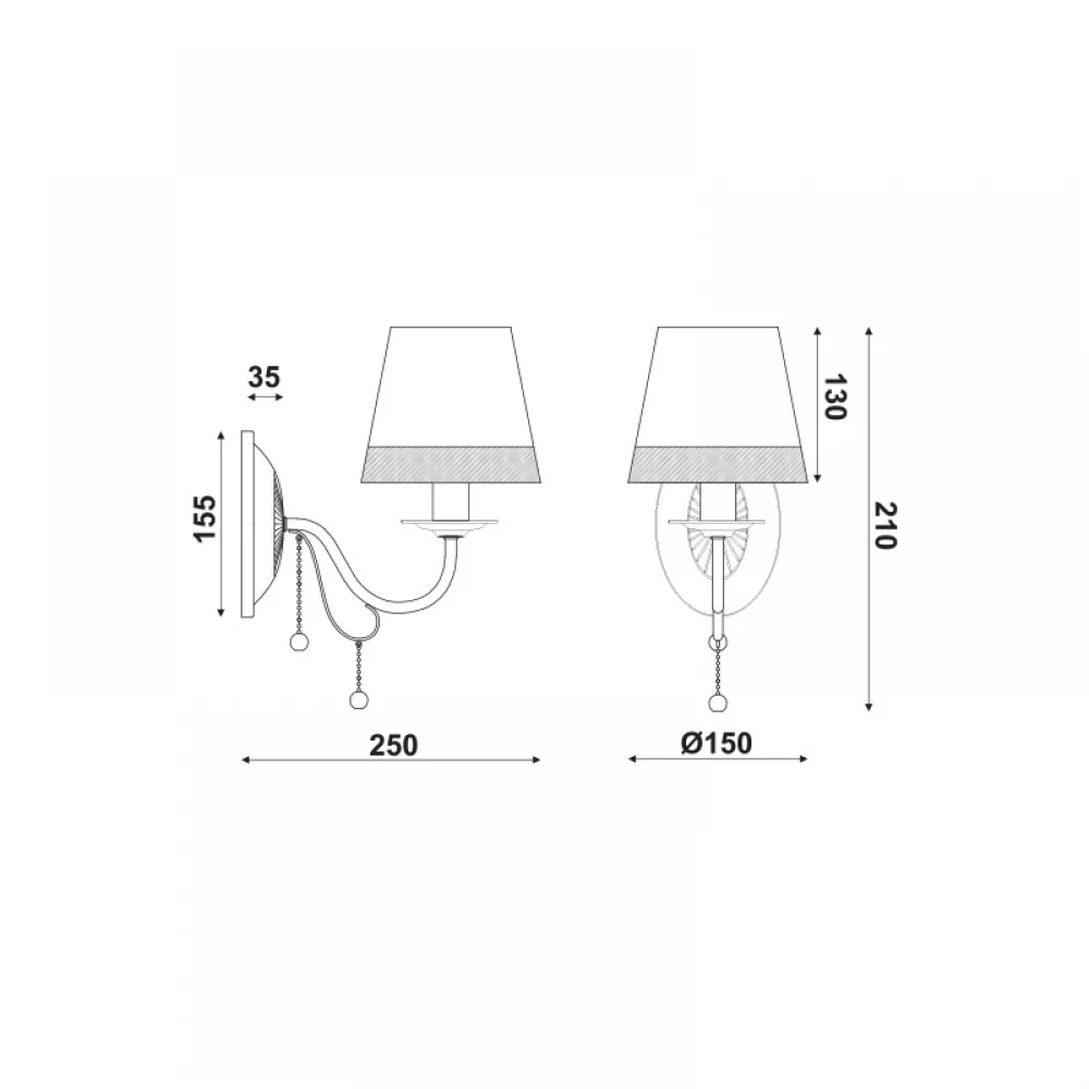 Μεταλλική Απλίκα Με Υφασμάτινο Καπέλο Και Διακοσμητικά Κρύσταλλα E14 ACA