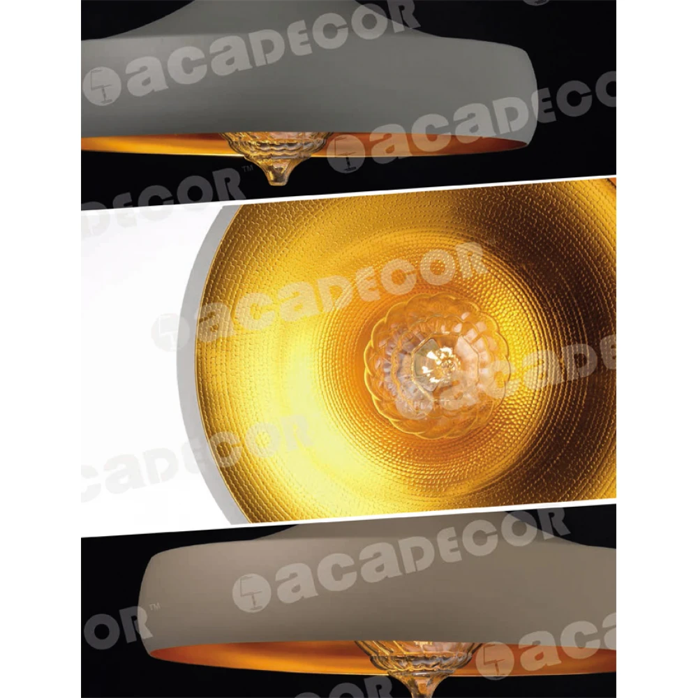 Μεταλλικό Κρεμαστό Φωτιστικό Γκρι Με Χρυσό Εσωτερικό Ø460 1xE27 Aca